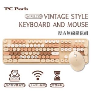 PC Park D300復古無線鍵鼠組(棕)
