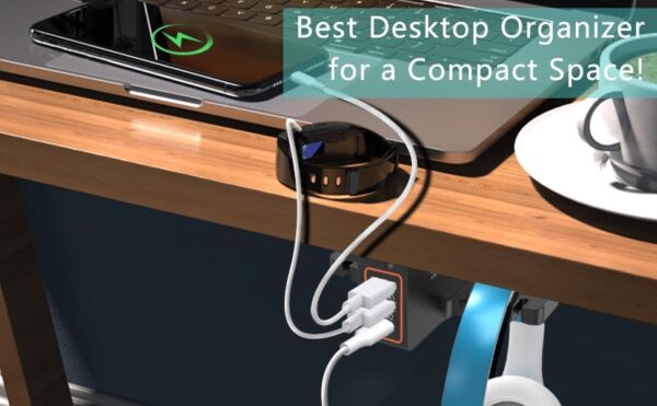COZOO 頭戴式耳機支架 附 USB 充電器 桌下型耳機掛架 配有 3 個 USB 充電埠和 iWatch 智慧型手錶用支架和充電座 2 個耳機掛鉤 經過 UL 檢測：圖片 2