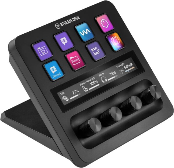 Elgato Stream Deck +、音頻混音器、生產控制台和工作室控制器,適用於內容創作者、串流、遊戲,附可自訂的觸控條撥號和 LCD 鍵,適用於 Mac 和 PC