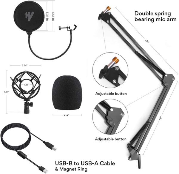 USB 麥克風 附錄音室耳機組 192kHz/24 位 MAONO AU-A04H 人聲電容心型播客麥克風 兼容 Mac 和 Windows YouTube 遊戲 直播 語音：圖片 2