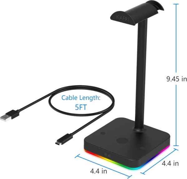 KAFRI RGB 耳機支架 附無線充電器 桌面遊戲耳機架 掛架 附 10W/7.5W 快速充電 QI 無線充電板 - 適用於遊戲玩家 桌面遊戲耳機配件：圖片 2