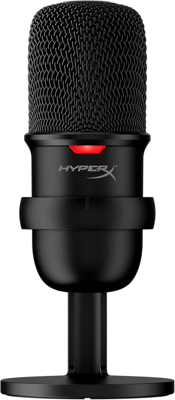 HyperX SoloCast – USB 電容式遊戲麥克風,適用於 PC、PS4、PS5 和 Mac、Tap-to-靜音感應器、心形極地圖案,非常適合串流、播客、抽搐、YouTube、不和諧,黑色