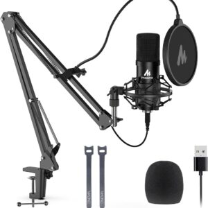 USB 麥克風組 192KHZ/24BIT 即插即用 MAONO AU-A04 USB 電腦用心形麥克風。播客電容式麥克風。附專業音效晶片組，適用於 PC 卡拉 OK、YouTube、遊戲錄音。