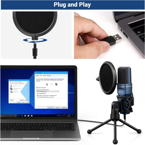 TONOR USB 麥克風 電腦 電容式 PC 電競 麥克風 配有三腳架和防噴罩 適用於串流 播客 語音錄製 相容於筆記型電腦 桌上型電腦 Windows 電腦 TC-777：圖片 7