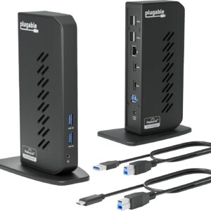 可插拔筆記型電腦擴充基座雙顯示器,適用於 USB-C 或 USB 3.0,相容於 Windows 和 Mac(雙 HDMI、6 個 Type-C 連接埠、Gigabit 乙太網路、音訊)