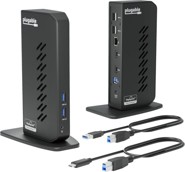 可插拔筆記型電腦擴充基座雙顯示器,適用於 USB-C 或 USB 3.0,相容於 Windows 和 Mac(雙 HDMI、6 個 Type-C 連接埠、Gigabit 乙太網路、音訊)