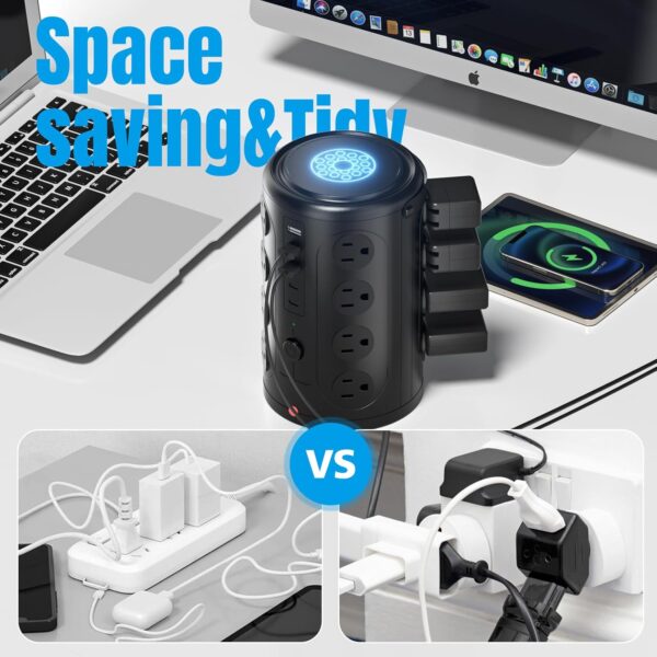 Tower Power Strip 電湧保護器 附 16 個插座和 5 個 USB 連接埠 (2 個 USB-C),6 英尺(約 1.6 公尺)延長線,附多個插座,重型充電站,家庭辦公室宿舍房間必需品。 無無線充電：圖片 4