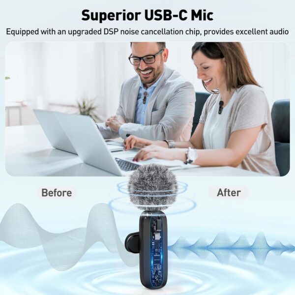 USB C Lavalier 麥克風無線迷你麥克風,適用於 Type-C Android 手機/平板電腦/PC 視頻錄製夾式麥克風,附旋轉夾和降噪錄製,非常適合Vlog Tiktok Youtube 播客內容創作者：圖片 7