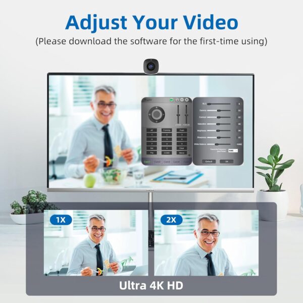 Angekis 4K 網路攝影機 適用於 PC - Ultral HD 4K,4X 數位變焦,1 個內建麥克風。 USB Type C 連接埠。 FOV 90°(對角線) AccelaFocus 技術,適用於 Zoom/Skype/Teams,會議和視訊通話：圖片 4
