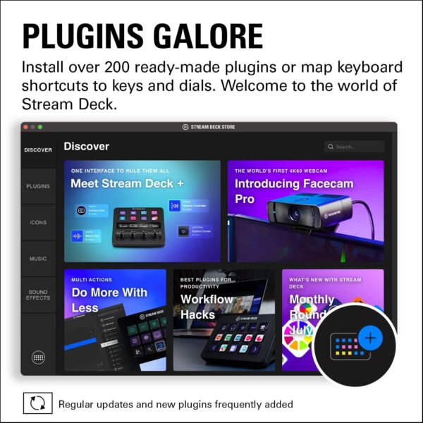 Elgato Stream Deck +、音頻混音器、生產控制台和工作室控制器,適用於內容創作者、串流、遊戲,附可自訂的觸控條撥號和 LCD 鍵,適用於 Mac 和 PC：圖片 2