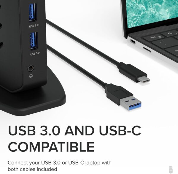 可插拔筆記型電腦擴充基座雙顯示器,適用於 USB-C 或 USB 3.0,相容於 Windows 和 Mac(雙 HDMI、6 個 Type-C 連接埠、Gigabit 乙太網路、音訊)：圖片 7