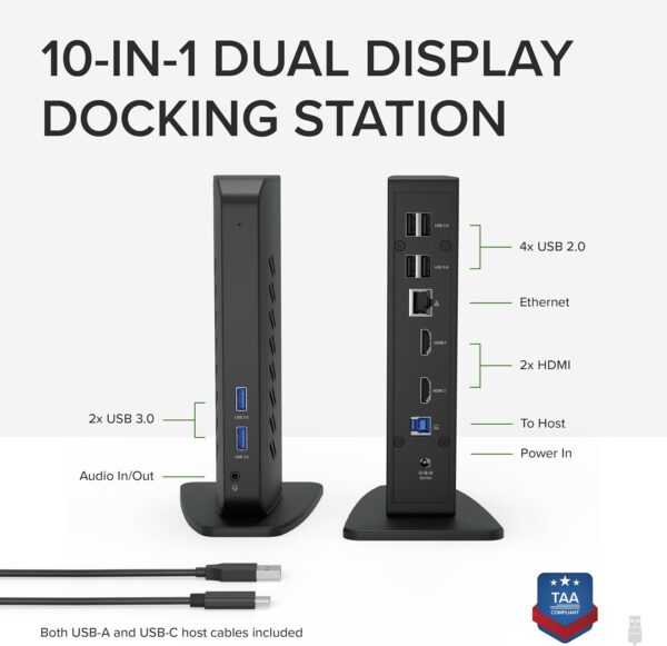 可插拔筆記型電腦擴充基座雙顯示器,適用於 USB-C 或 USB 3.0,相容於 Windows 和 Mac(雙 HDMI、6 個 Type-C 連接埠、Gigabit 乙太網路、音訊)：圖片 9