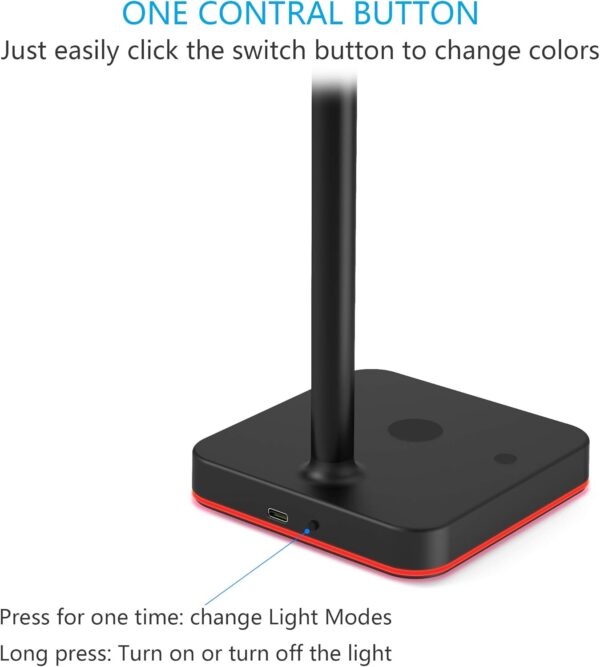 KAFRI RGB 耳機支架 附無線充電器 桌面遊戲耳機架 掛架 附 10W/7.5W 快速充電 QI 無線充電板 - 適用於遊戲玩家 桌面遊戲耳機配件：圖片 3
