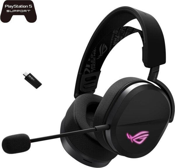 ASUS 華碩 ROG Pelta 無線遊戲耳機(BT、ROG SpeedNova 2.4GHz、USB-C、輕量 309g、50mm ROG 鍍鈦驅動器、10 公釐超寬頻麥克風、RGB、70HR 電池,適用於 PC、Switch、PS5)- 黑色：圖片 9