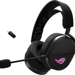 ASUS 華碩 ROG Pelta 無線遊戲耳機(BT、ROG SpeedNova 2.4GHz、USB-C、輕量 309g、50mm ROG 鍍鈦驅動器、10 公釐超寬頻麥克風、RGB、70HR 電池,適用於 PC、Switch、PS5)- 黑色