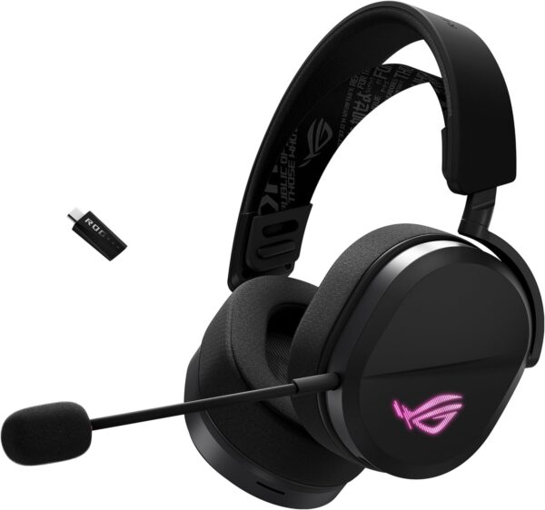 ASUS 華碩 ROG Pelta 無線遊戲耳機(BT、ROG SpeedNova 2.4GHz、USB-C、輕量 309g、50mm ROG 鍍鈦驅動器、10 公釐超寬頻麥克風、RGB、70HR 電池,適用於 PC、Switch、PS5)- 黑色