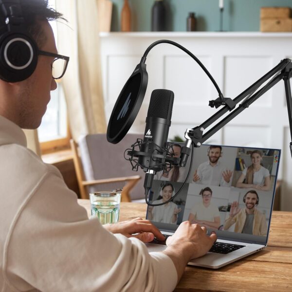 USB 麥克風組 192KHZ/24BIT 即插即用 MAONO AU-A04 USB 電腦用心形麥克風。播客電容式麥克風。附專業音效晶片組，適用於 PC 卡拉 OK、YouTube、遊戲錄音。：圖片 3
