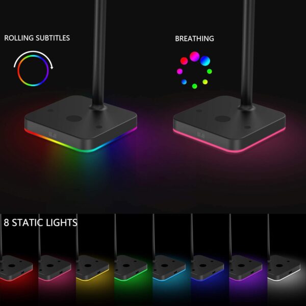 KAFRI RGB 耳機支架 附無線充電器 桌面遊戲耳機架 掛架 附 10W/7.5W 快速充電 QI 無線充電板 - 適用於遊戲玩家 桌面遊戲耳機配件：圖片 6