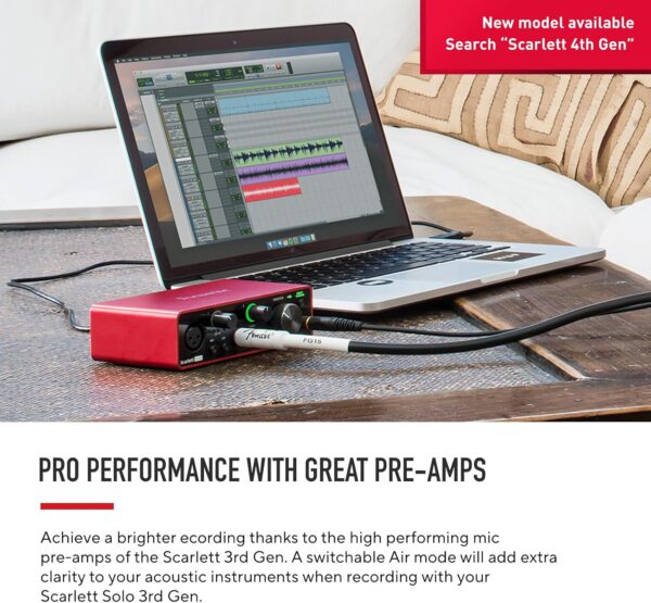 Focusrite Scarlett Solo 第 3 代 USB 錄音介面，適用於吉他手、歌手、播客或製作人—高保真、錄音室品質錄製，以及您需要錄製的所有軟體：圖片 6