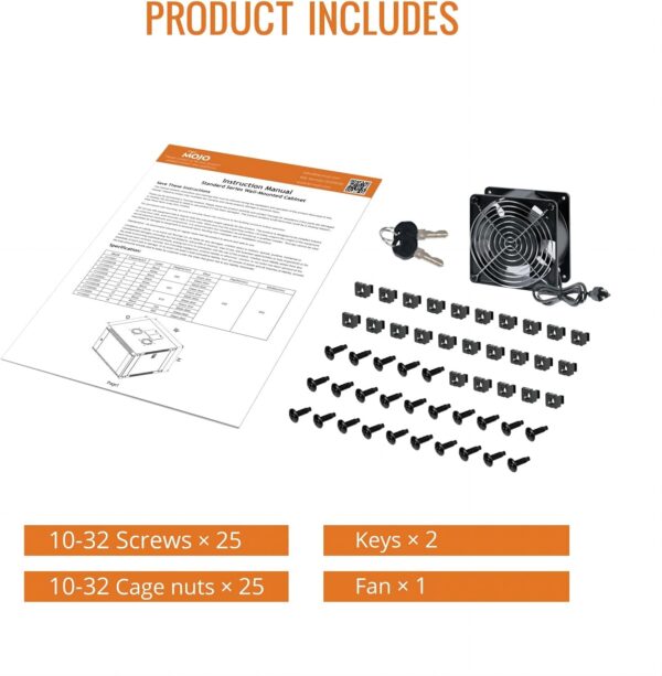 Tecmojo 15U 壁掛式機架網路機櫃,適用於 19 吋 IT 設備,附可鎖定玻璃門和側板,冷卻風扇,17 吋深度,黑色(15U)：圖片 2