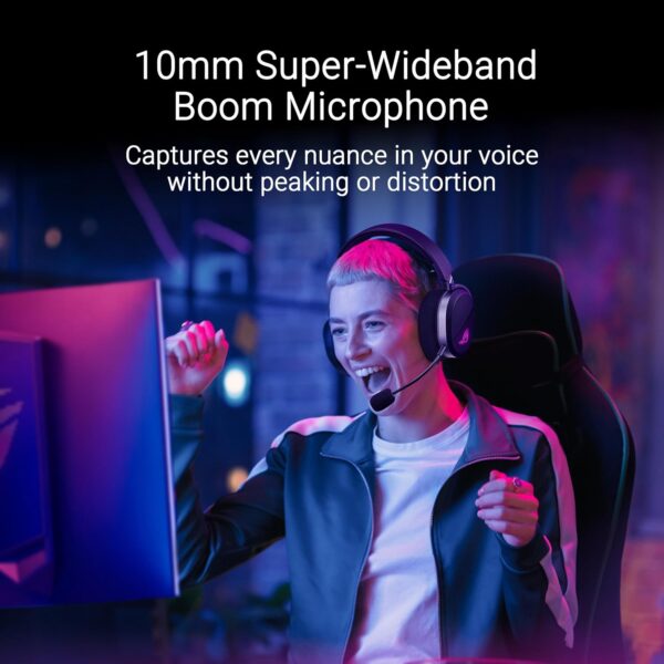 ASUS 華碩 ROG Pelta 無線遊戲耳機(BT、ROG SpeedNova 2.4GHz、USB-C、輕量 309g、50mm ROG 鍍鈦驅動器、10 公釐超寬頻麥克風、RGB、70HR 電池,適用於 PC、Switch、PS5)- 黑色：圖片 4