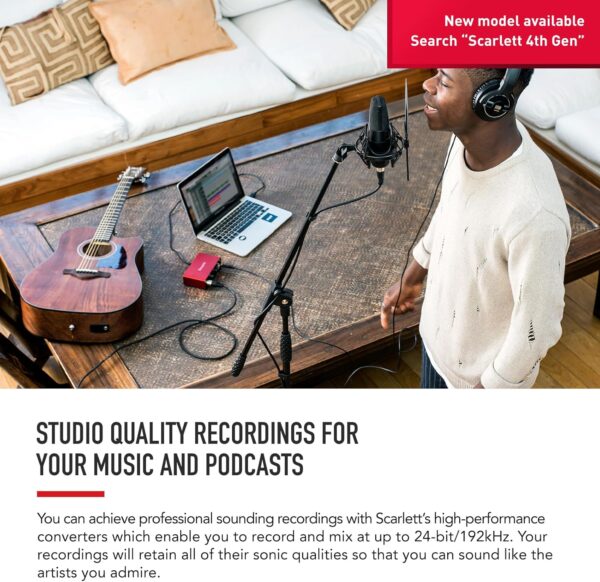 Focusrite Scarlett Solo 第 3 代 USB 錄音介面，適用於吉他手、歌手、播客或製作人—高保真、錄音室品質錄製，以及您需要錄製的所有軟體：圖片 4