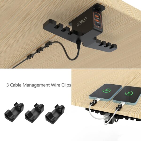 COZOO 頭戴式耳機支架 附 USB 充電器 桌下型耳機掛架 配有 3 個 USB 充電埠和 iWatch 智慧型手錶用支架和充電座 2 個耳機掛鉤 經過 UL 檢測：圖片 4