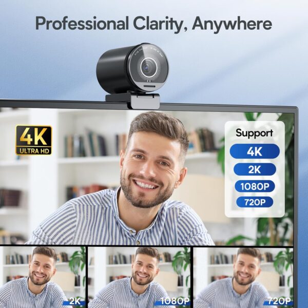 EMEET SmartCam S800-4K 網路攝影機 適用於串流,Sony 1/2 吋感應器,支援 HDR,PDAF&TOF 雙自動對焦,1080P@60fps,2 個降噪麥克風,40°-73° FOV,非常適合直播和線上會議：圖片 5