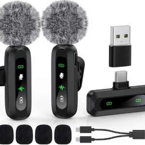 USB C Lavalier 麥克風無線迷你麥克風,適用於 Type-C Android 手機/平板電腦/PC 視頻錄製夾式麥克風,附旋轉夾和降噪錄製,非常適合Vlog Tiktok Youtube 播客內容創作者